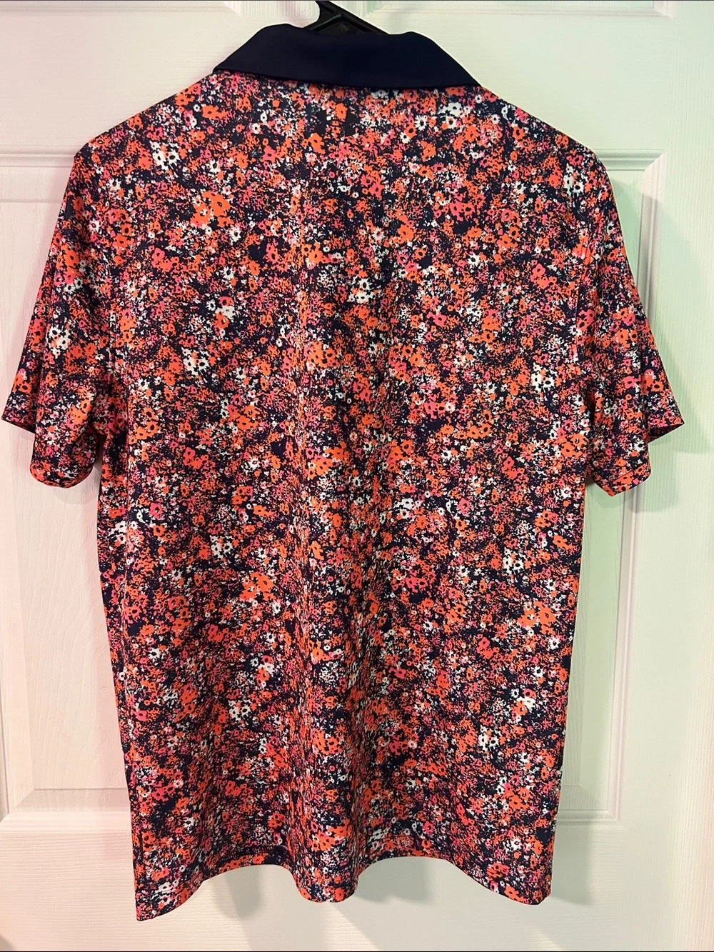 Under Armour Boys Navy Collar Polo with Coral & White Floral Print